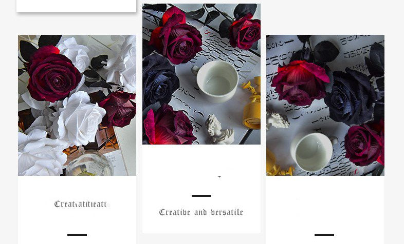 Gothic Artificial Rose - Black White Red Rose for Photography Gift and Home Decoration