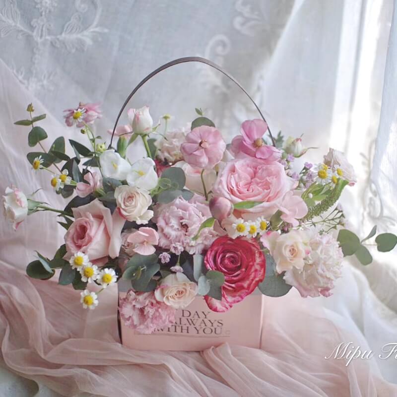 Double Side Handheld Kraft Paper Flower Gift Basket
