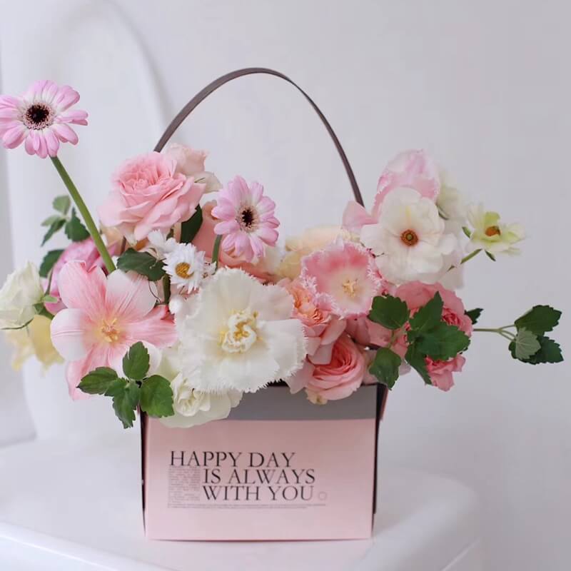 Double Side Handheld Kraft Paper Flower Gift Basket