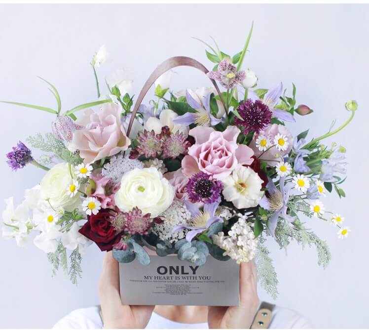 Double Side Handheld Kraft Paper Flower Gift Basket