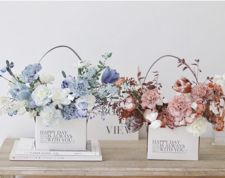 Double Side Handheld Kraft Paper Flower Gift Basket