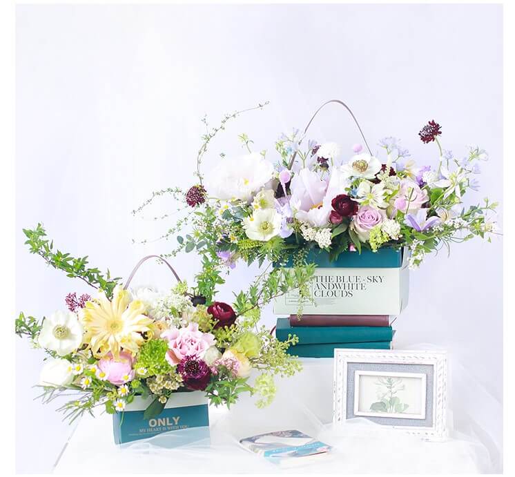 Double Side Handheld Kraft Paper Flower Gift Basket