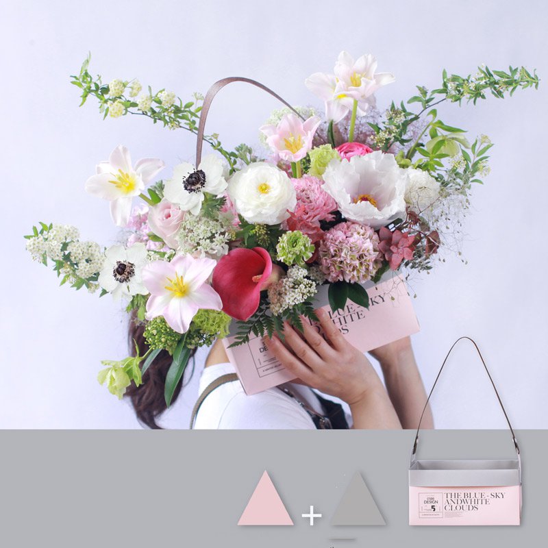 Double Side Handheld Kraft Paper Flower Gift Basket