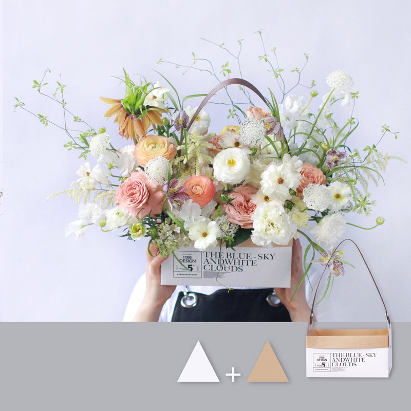 Double Side Handheld Kraft Paper Flower Gift Basket