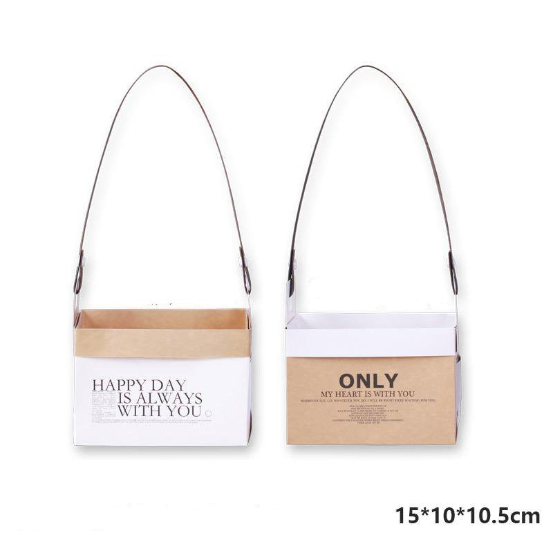 Double Side Handheld Kraft Paper Flower Gift Basket