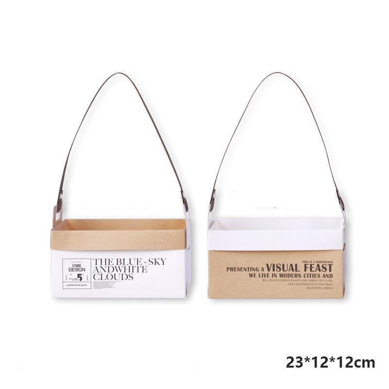 Double Side Handheld Kraft Paper Flower Gift Basket