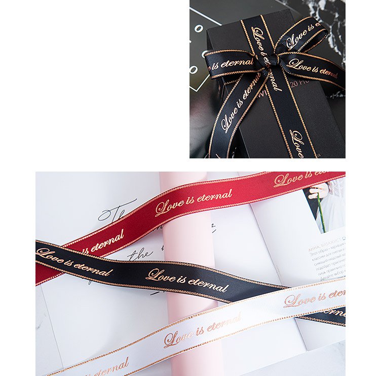 Love is Eternal Bronzing Gold Edge Ribbon