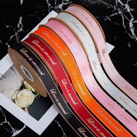 Love is Eternal Bronzing Gold Edge Ribbon