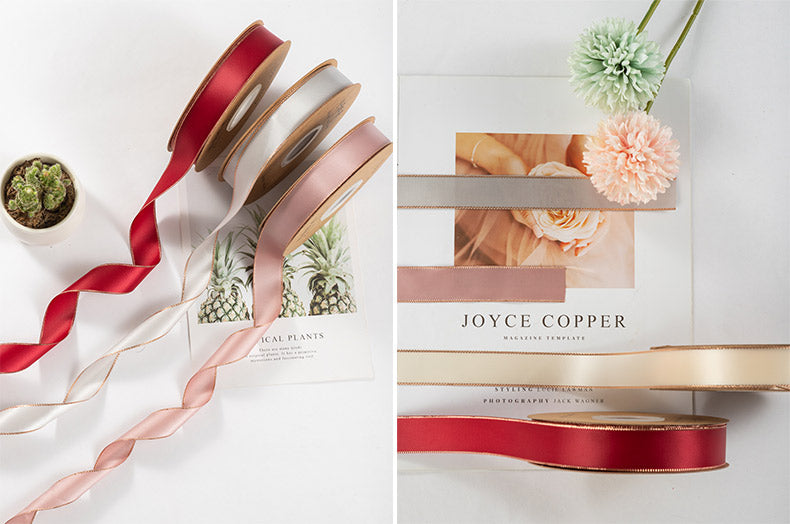 Gold Edge Ribbon For Flower Bouquet and Gift Wrapping