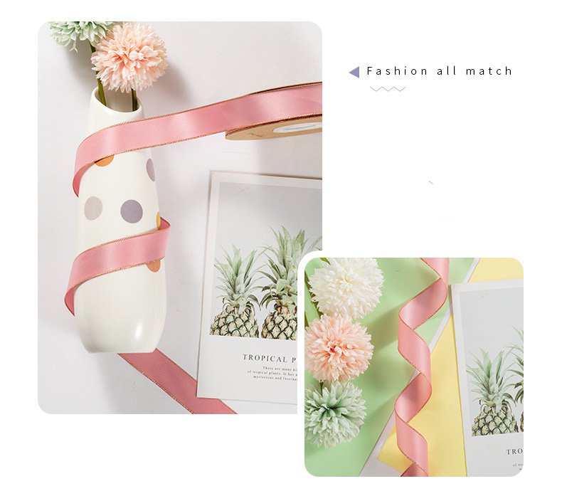 Gold Edge Ribbon For Flower Bouquet and Gift Wrapping