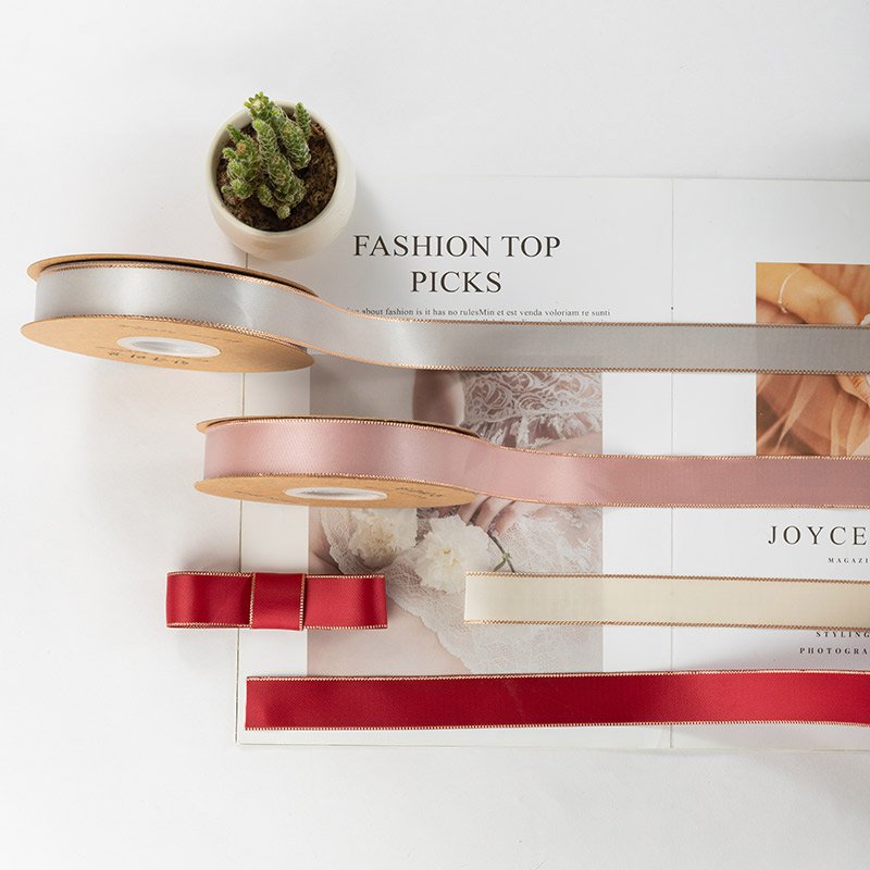 Gold Edge Ribbon For Flower Bouquet and Gift Wrapping