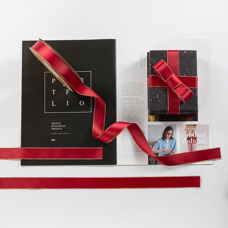 Gold Edge Ribbon For Flower Bouquet and Gift Wrapping