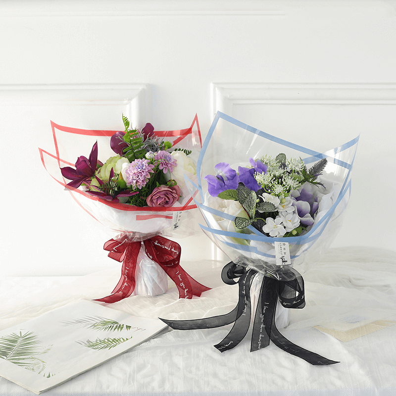 Cellophane Waterproof Colorful Border Transparent Flower Wrapping Paper