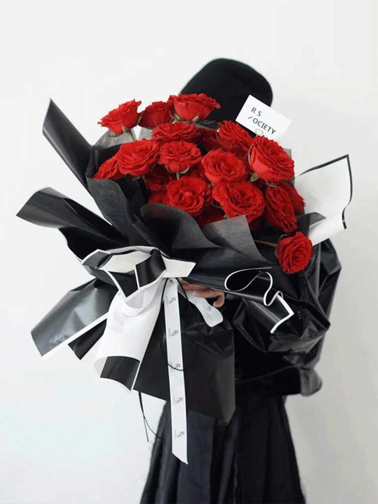 Black and White Edge Flower Wrapping Paper