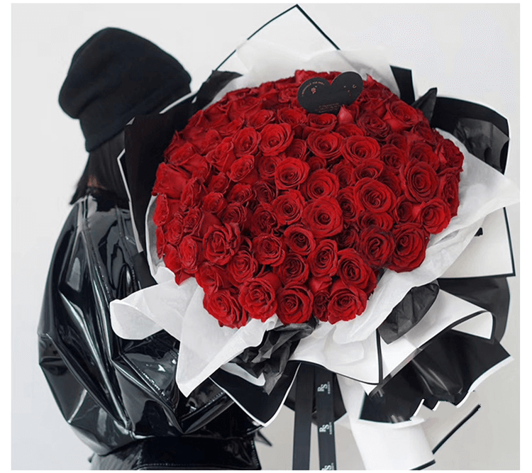 Black and White Edge Flower Wrapping Paper