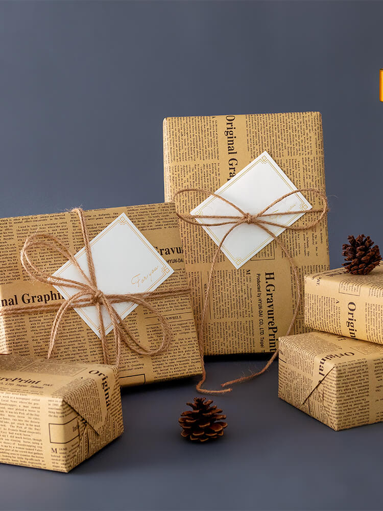 Vintage English Newspaper Flower Wrapping Paper