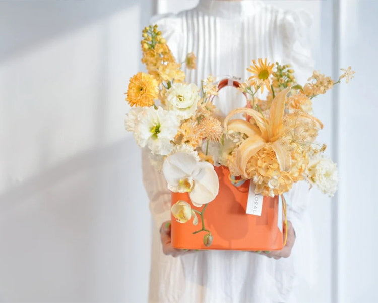 Leather Handbag Flower Gift Box For Florist and Flower Arrangement