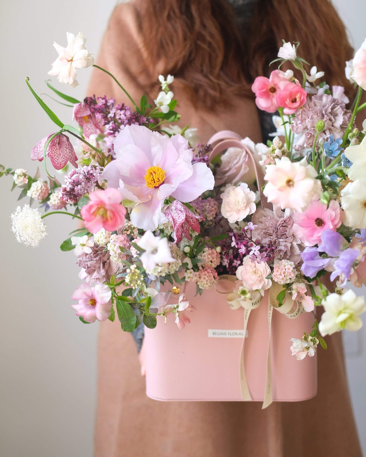 Leather Handbag Flower Gift Box For Florist and Flower Arrangement