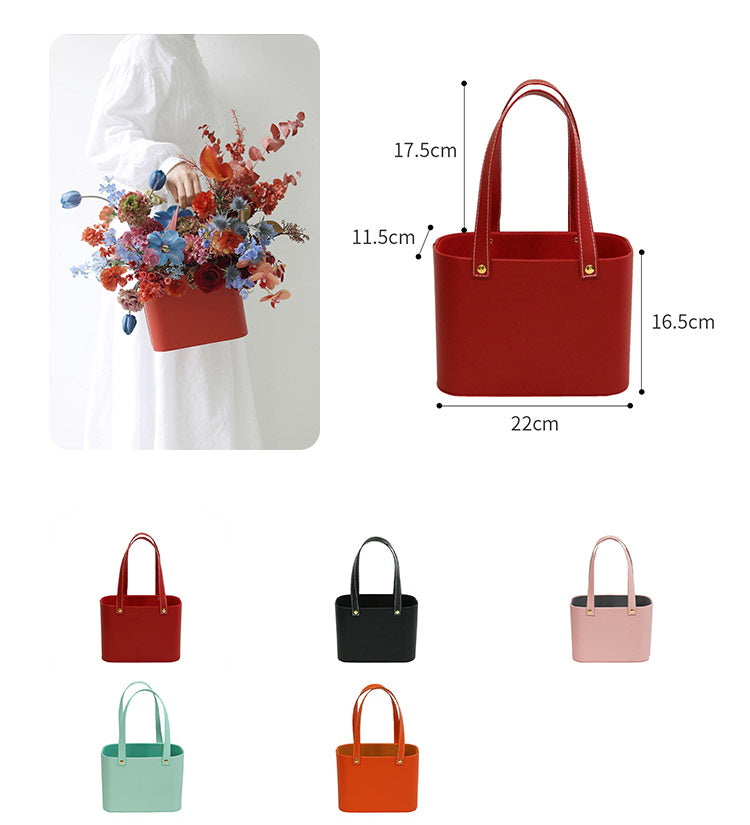Leather Handbag Flower Gift Box For Florist and Flower Arrangement