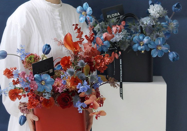 Leather Handbag Flower Gift Box For Florist and Flower Arrangement