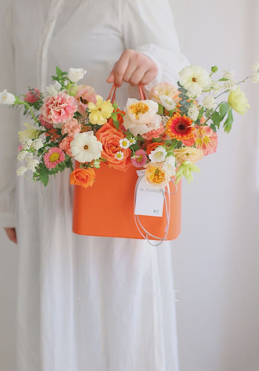 Leather Handbag Flower Gift Box For Florist and Flower Arrangement