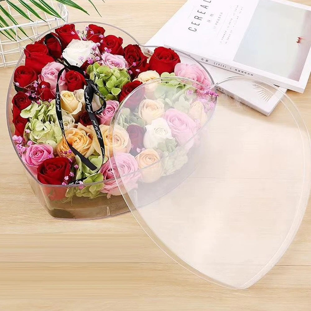 In Your Heart Flower Box - Heart Shaped Transparent Flower Gift Boxes