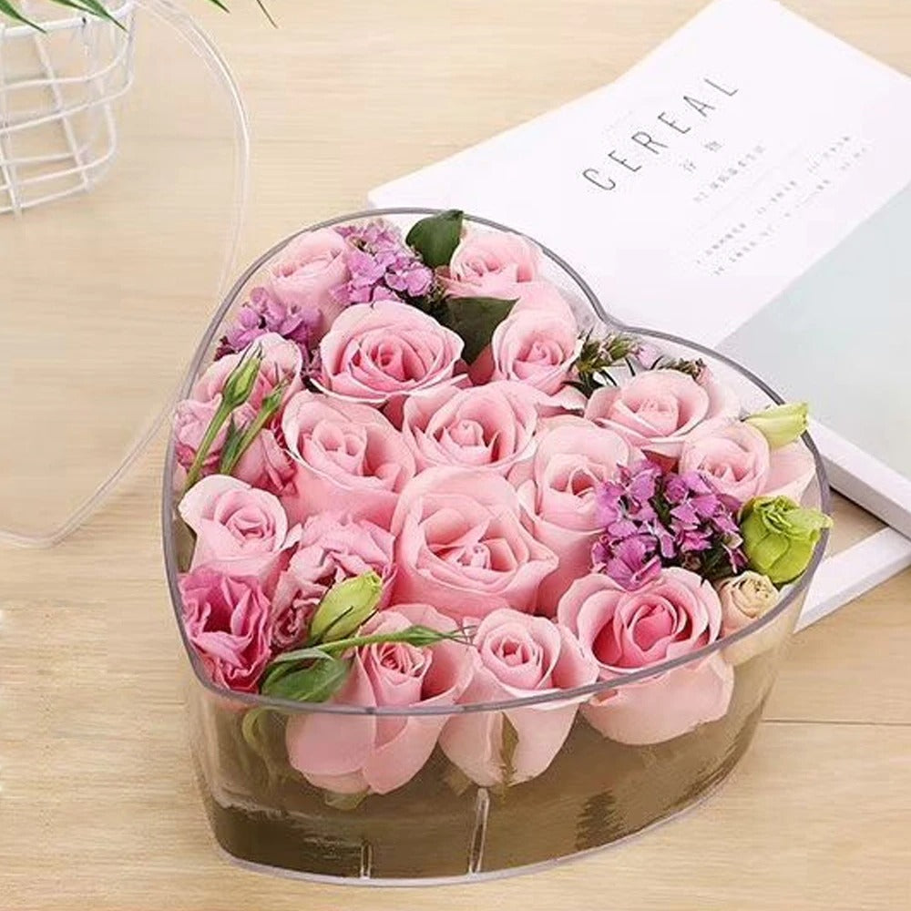 In Your Heart Flower Box - Heart Shaped Transparent Flower Gift Boxes