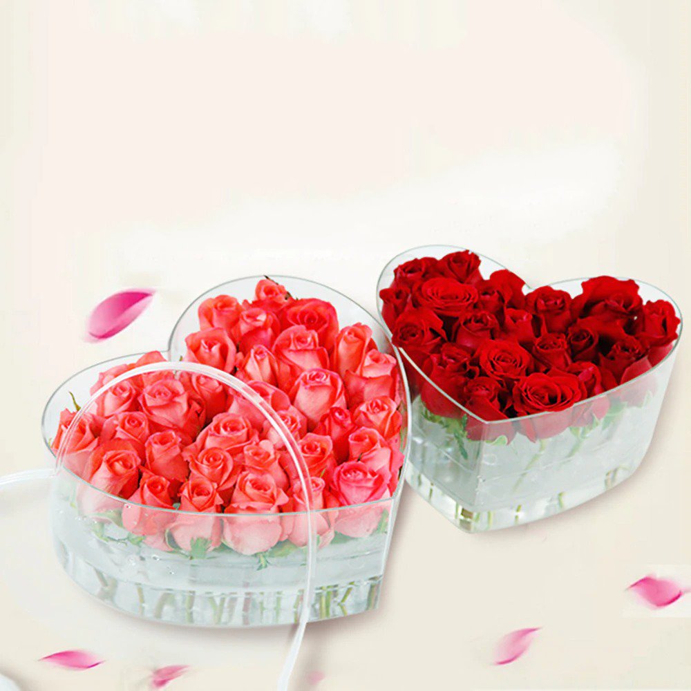 In Your Heart Flower Box - Heart Shaped Transparent Flower Gift Boxes