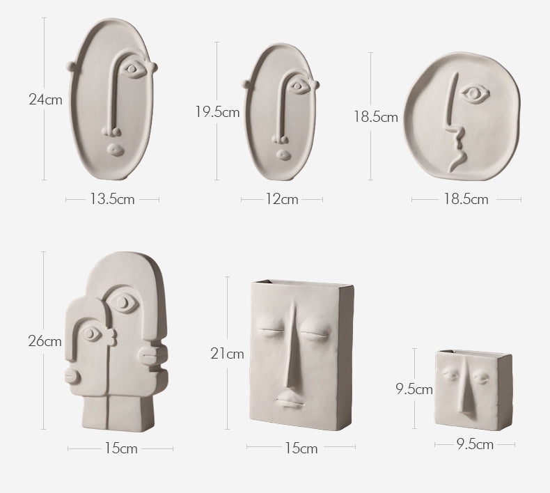 Ceramic Face Vase with a Nordic Minimalism Creative Face