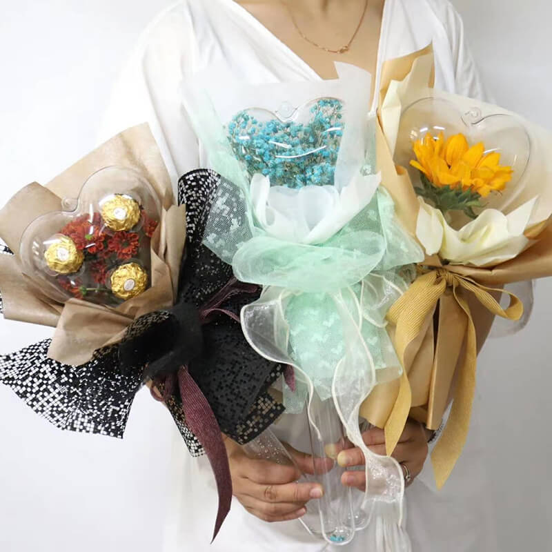 Happy Heart Acrylic Heart Shaped Baton Flower Box