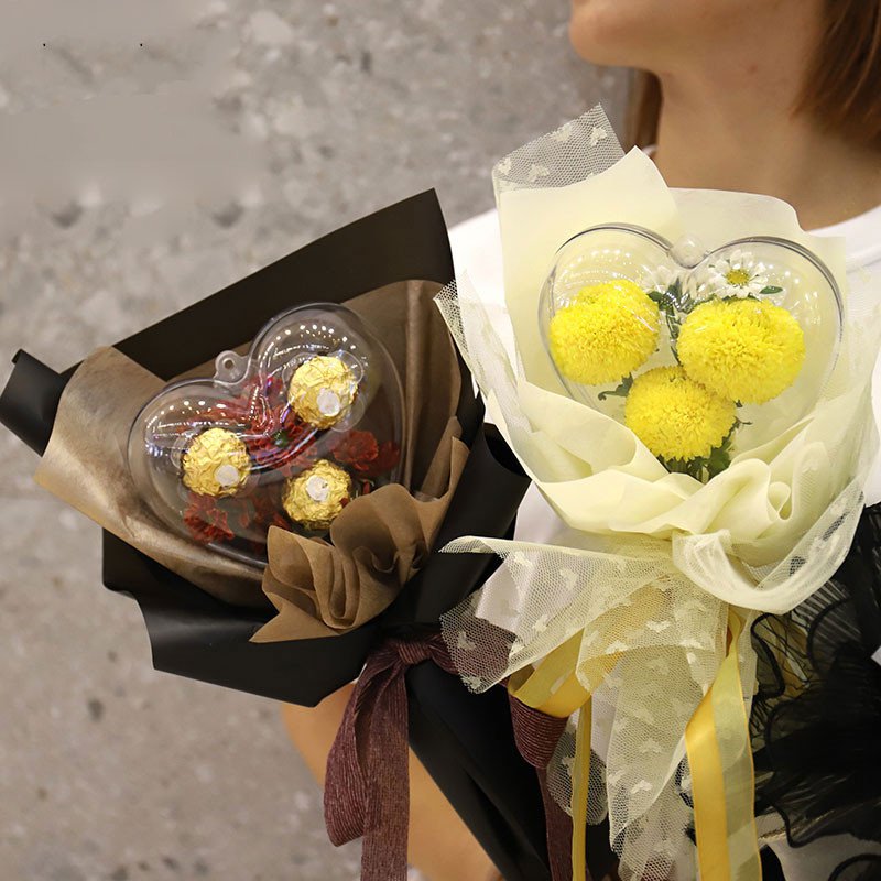 Happy Heart Acrylic Heart Shaped Baton Flower Box