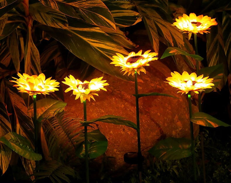 Solar Sunflower LED Light For Your Garden Decoration - Pack of 2