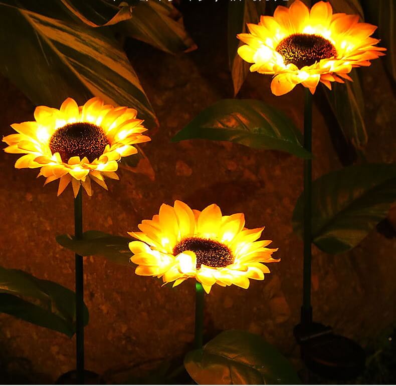Solar Sunflower LED Light For Your Garden Decoration - Pack of 2