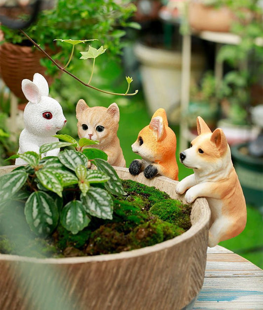Cute Animal Statues Garden Decor For Potted Plant Houseplant Container Plant