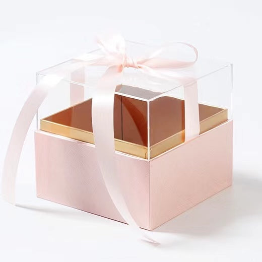 Square Acrylic Transparent Flower Gift Box For Flower Arrangement