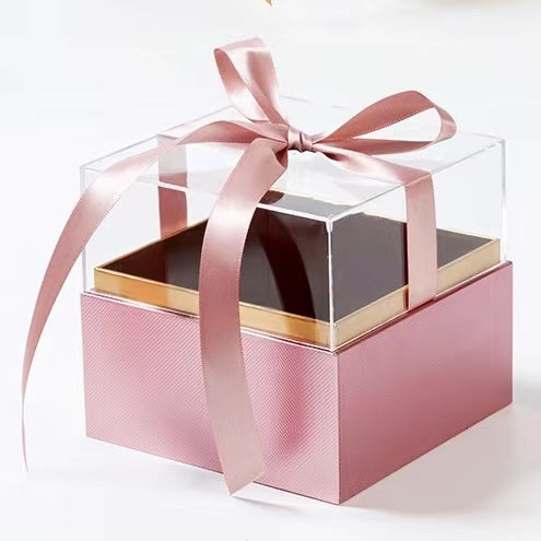Square Acrylic Transparent Flower Gift Box For Flower Arrangement