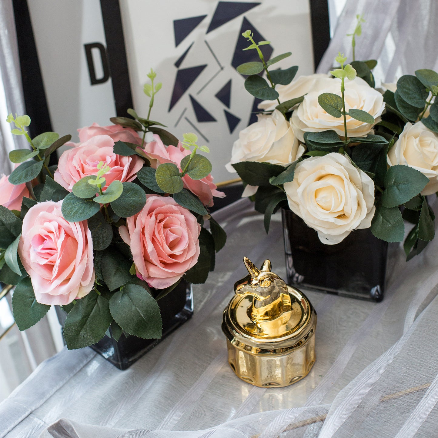 Rose Dream Series - Artificial Silk Flowers Bouquet Arrangement For Living Room And Indoor Decoration