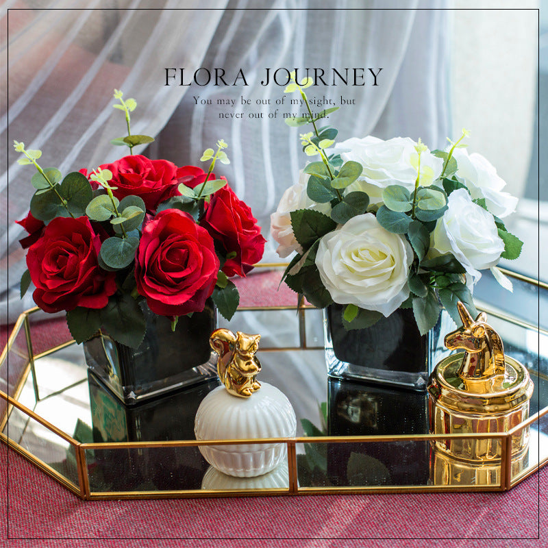 Rose Dream Series - Artificial Silk Flowers Bouquet Arrangement For Living Room And Indoor Decoration
