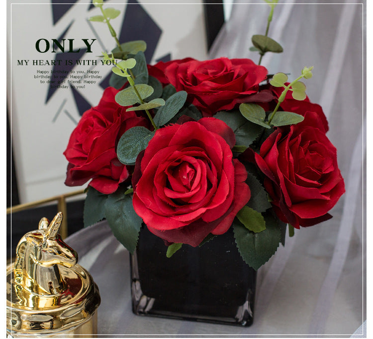 Rose Dream Series - Artificial Silk Flowers Bouquet Arrangement For Living Room And Indoor Decoration