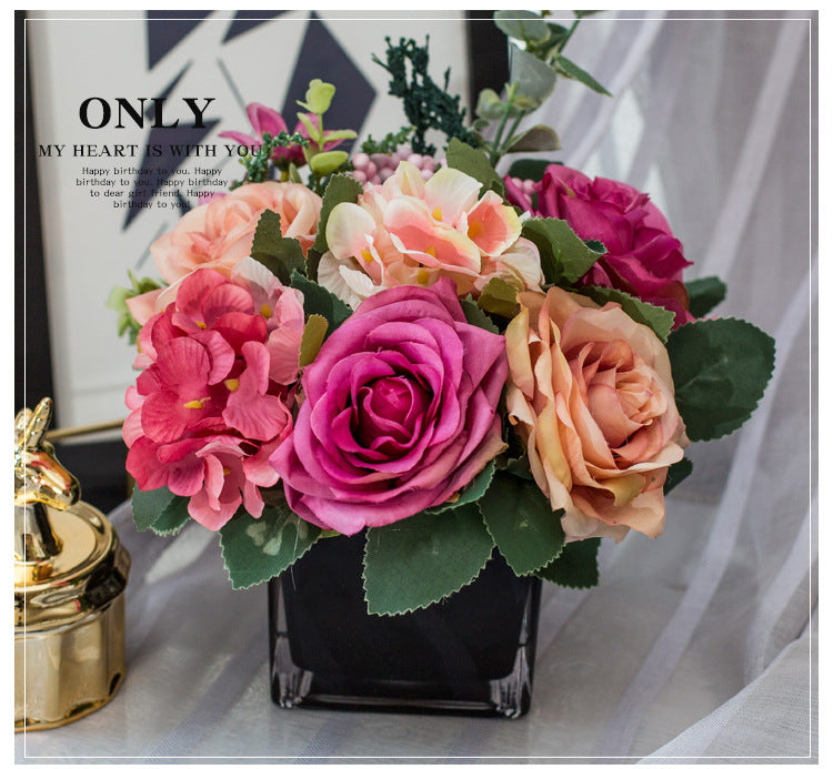 Rose Dream Series - Artificial Silk Flowers Bouquet Arrangement For Living Room And Indoor Decoration