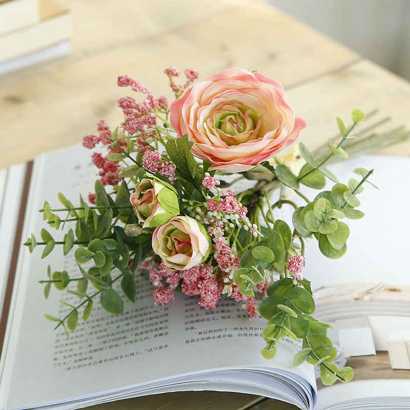 Rome Star Series - Artificial Silk Gypsophila Rose Bouquet Arrangement For Living Room Indoor Decoration And Wedding