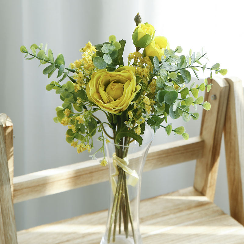 Rome Star Series - Artificial Silk Gypsophila Rose Bouquet Arrangement For Living Room Indoor Decoration And Wedding
