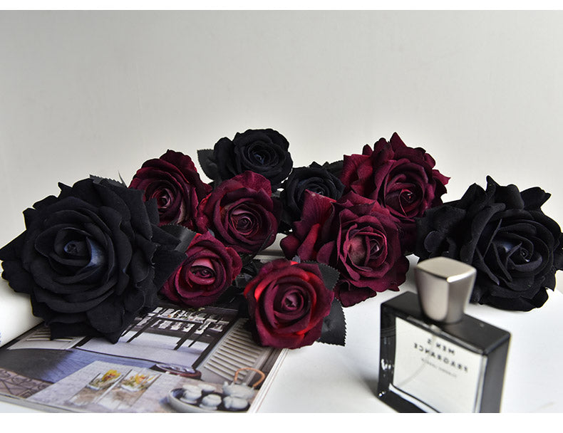 Gothic Artificial Rose - Black White Red Rose for Photography Gift and Home Decoration
