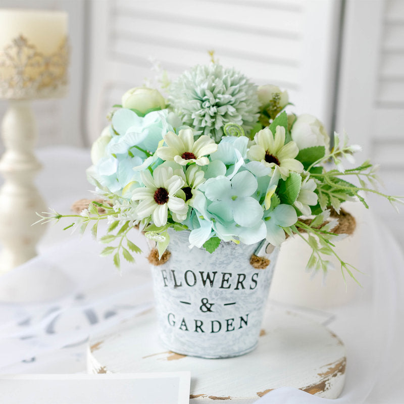 Country Grace Series - Artificial Silk Rose Bouquet Arrangement For Living Room And Indoor Decoration