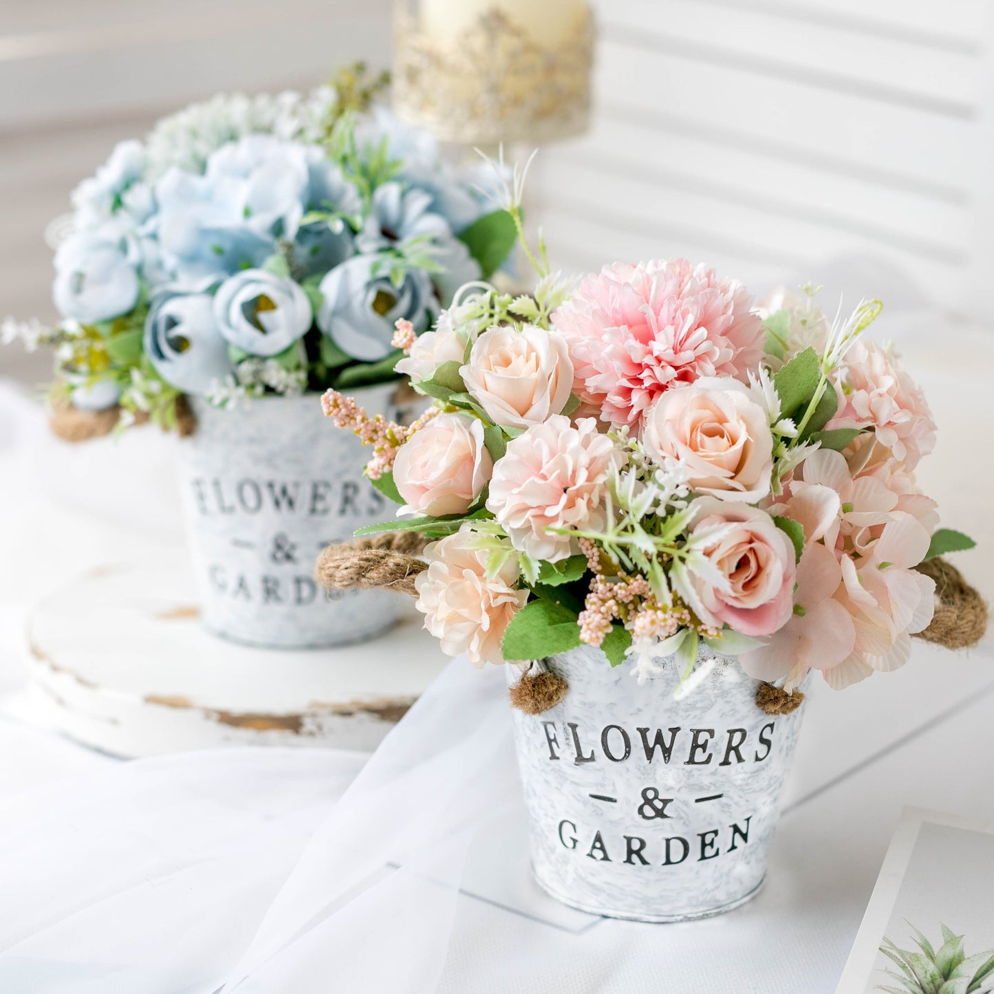 Country Grace Series - Artificial Silk Rose Bouquet Arrangement For Living Room And Indoor Decoration