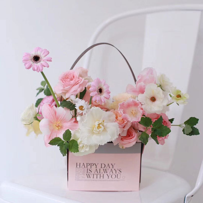 Double Side Handheld Kraft Paper Flower Gift Basket