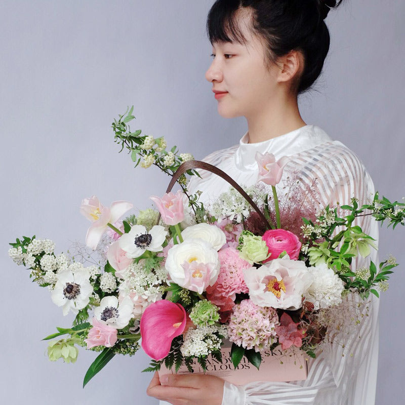 Double Side Handheld Kraft Paper Flower Gift Basket