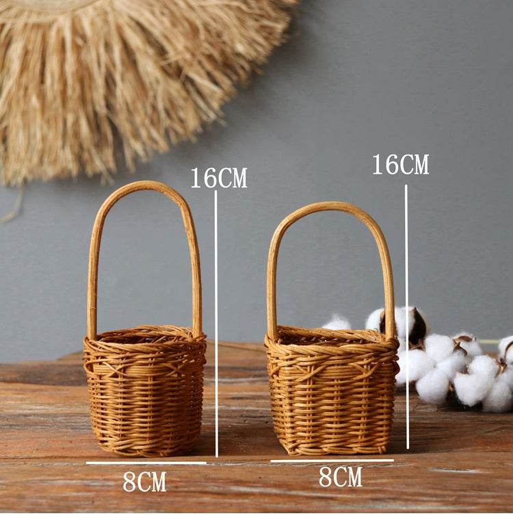 Rattan Handheld Flower Basket For Flower Arrangement