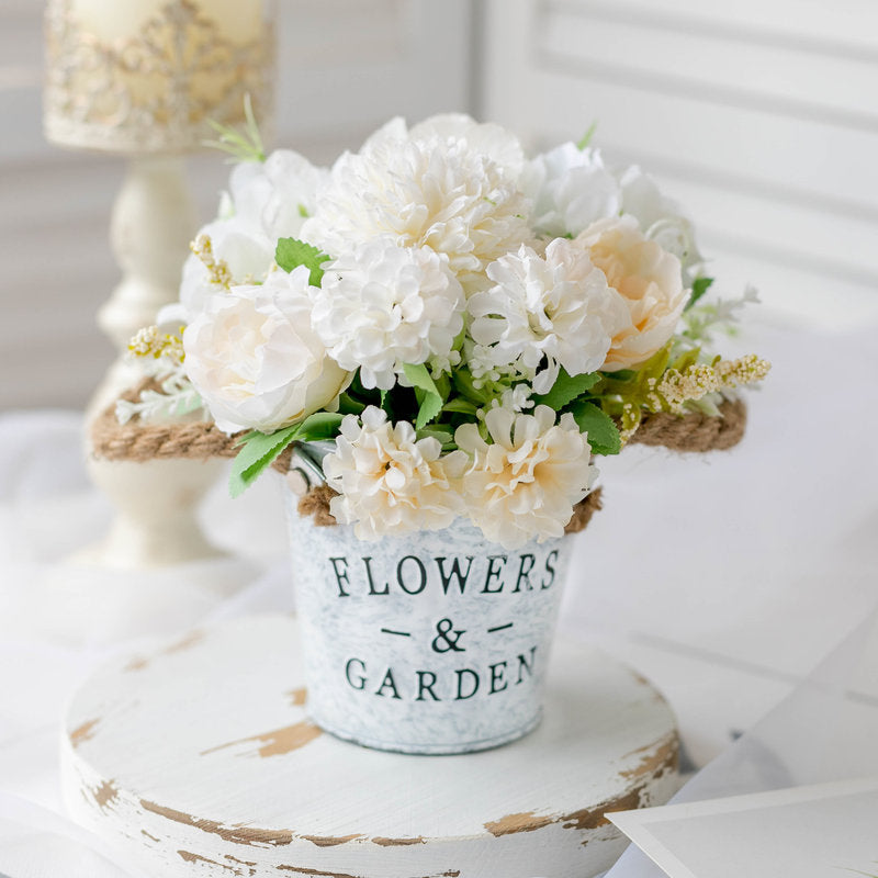 Country Grace Series - Artificial Silk Rose Bouquet Arrangement For Living Room And Indoor Decoration