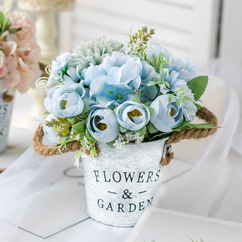 Country Grace Series - Artificial Silk Rose Bouquet Arrangement For Living Room And Indoor Decoration